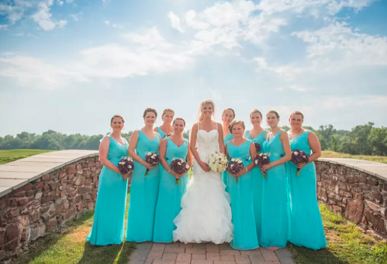 turquoise blue bridesmaid dresses purple bouquets for turquoise purple white purple and blue wedding
