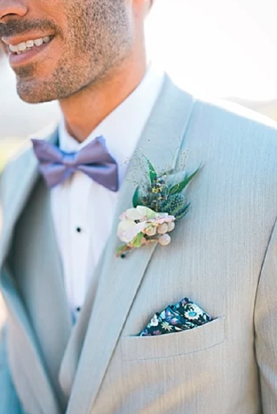 light purple bow tie green pocket square for purple green purple and blue wedding