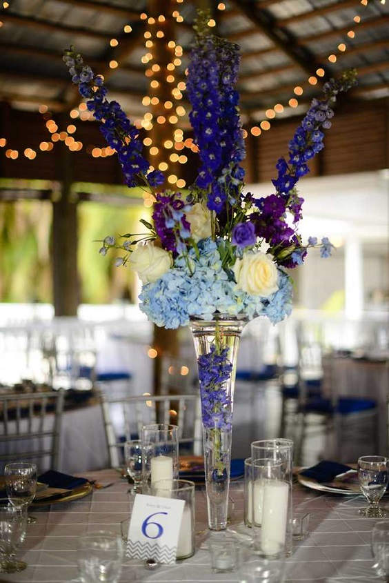 light blur wedding table garland for blue purple yellow purple and blue wedding