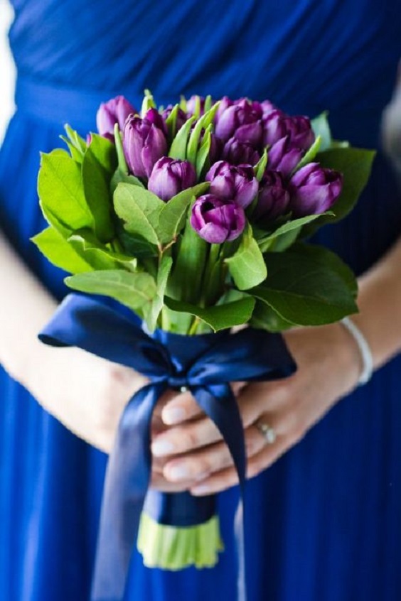 purple bouquets and blue bridesmaid dresses for blue purple green purple and blue wedding